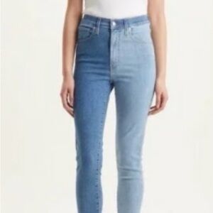 The Levi's Mile High Super Skinny jeans in a two-tone